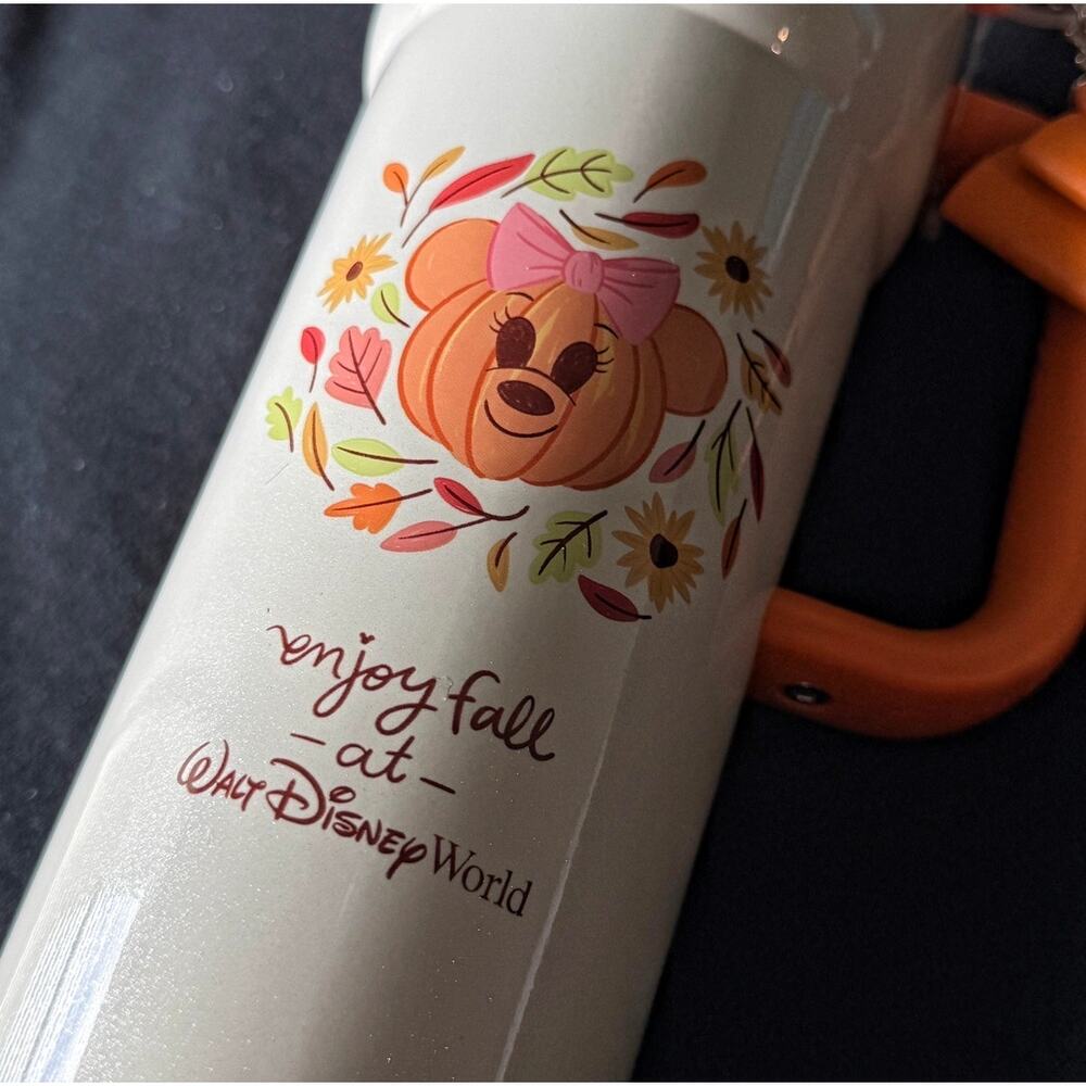 Disney Park Starbucks Fall Minnie Pumpkin Tumbler Shimmer Halloween Bow Charm - Picture 7 of 13